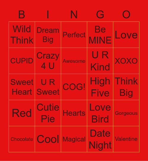 PRC Valentine Bingo Card