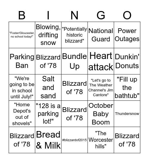 #blizzardof2015 Bingo Card