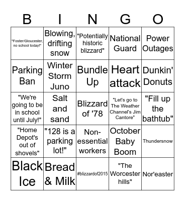 #blizzardof2015 Bingo Card