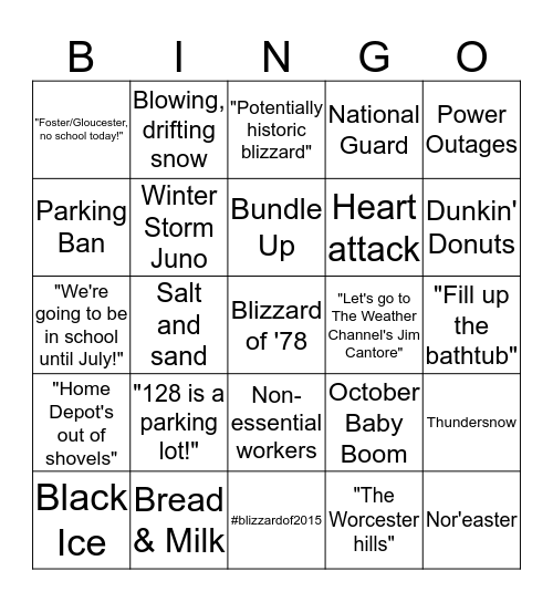 #blizzardof2015 Bingo Card