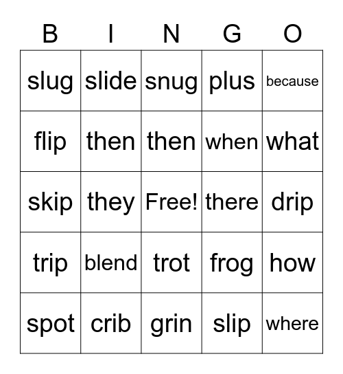 Sight word bingo Card