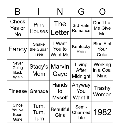 Music Bingo 30 Bingo Card