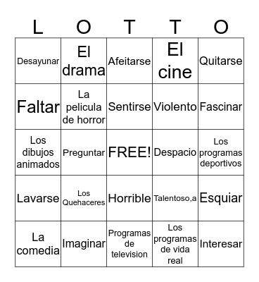 Realidades 3 Para Empezar #2 Bingo Card