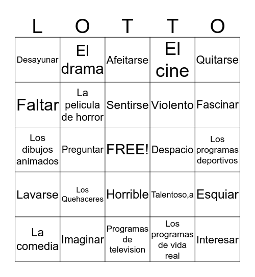 Realidades 3 Para Empezar #2 Bingo Card