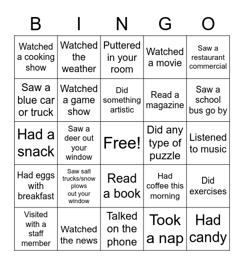 YOUR OWN BINGO Card