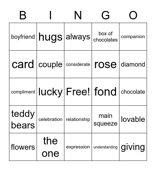 Valentine's Day Bingo! Bingo Card
