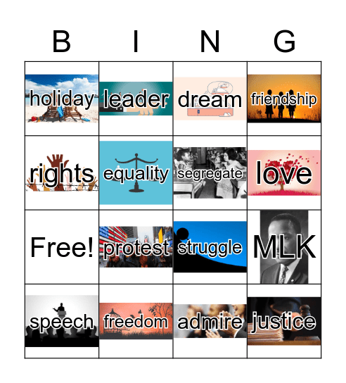 Martin Luther King Jr.  Bingo Card