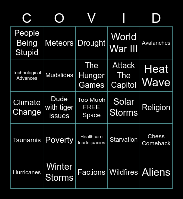 Jace's Apocalypse Bingo! Bingo Card