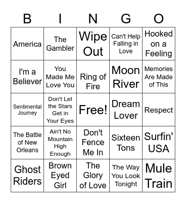 Music Bingo February 2022 Bingo Card