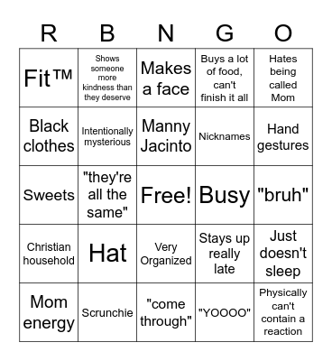 Rich-Belle Bingo Card