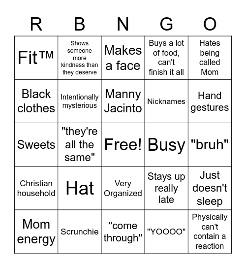 Rich-Belle Bingo Card