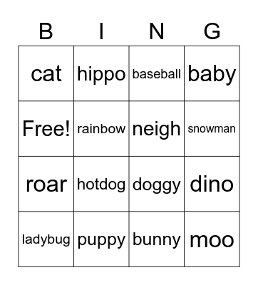 Say It Fast Bingo Card