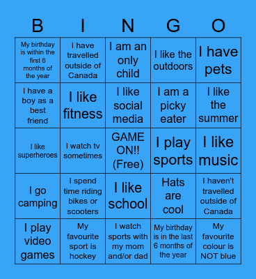Game on Introduction Bingo Card