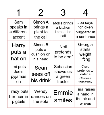 JILLY BEAN'S BINGO Card