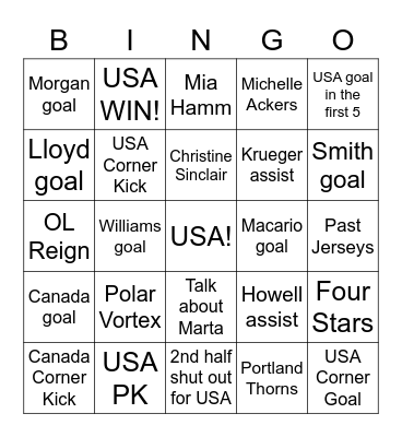 LISC SheBelieves Cup - Watch Party Bingo Card