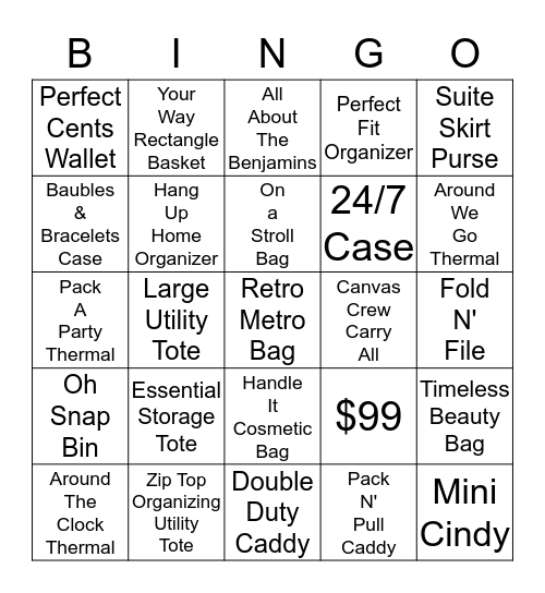 BINGO - Thirty One Style Bingo Card