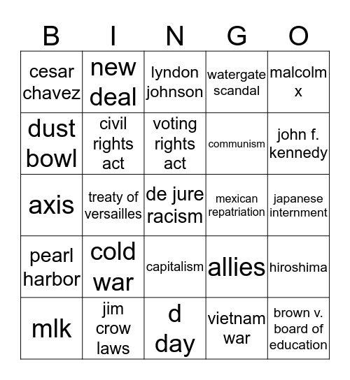 Final Bingo Card