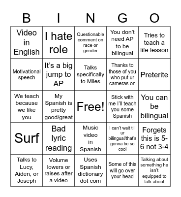 Strader 5-6 Bingo Card