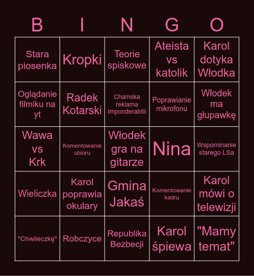 LSingo Bingo Card