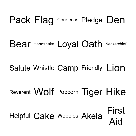 Pack42 Bingo Card