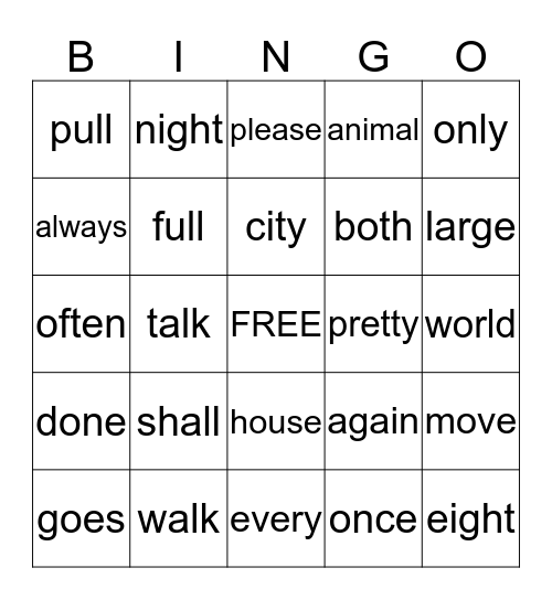2nd grade trick words part 1 Bingo Card