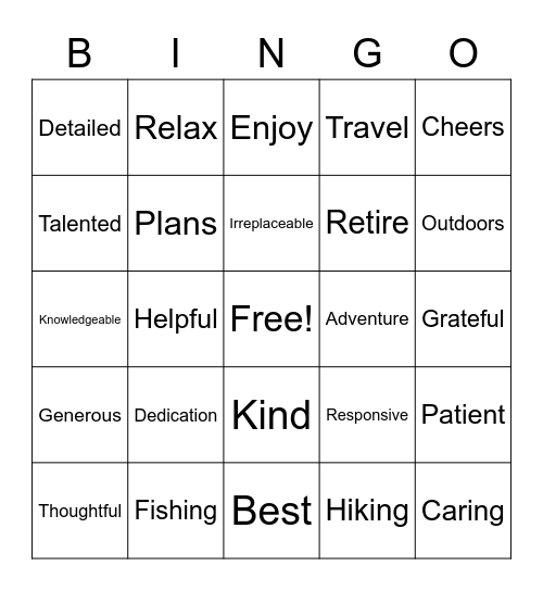 Brian Bingo Card