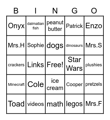 Friday Fun Day Bingo Card