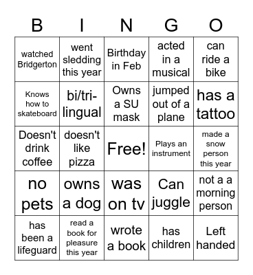 Spring Fling Bingo Card