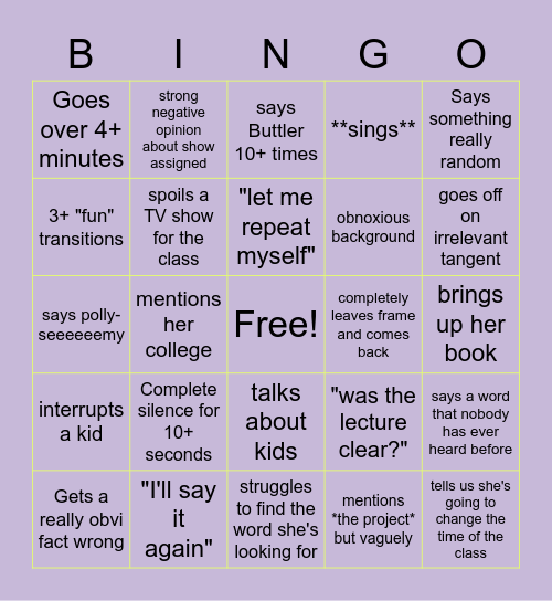 Beretta Bingo Card