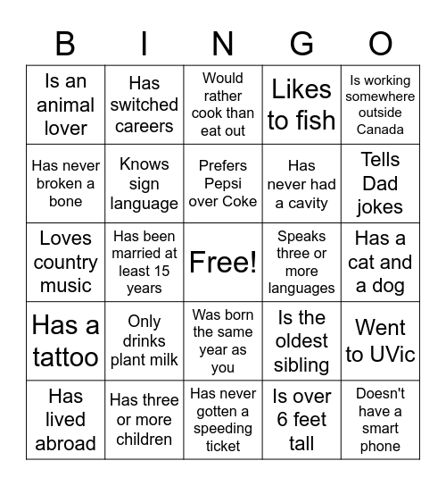 FreshWorks Bingo: Find Someone Who... Bingo Card