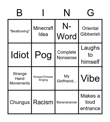 Josh Says and Does Bingo Card