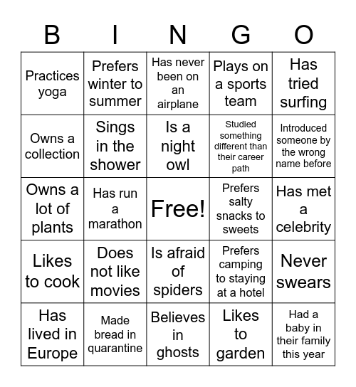 FreshWorks Bingo: Find Someone Who... Bingo Card