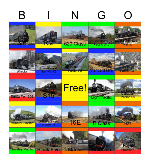 4-6-0's,4-6-2's and 4-6-4's around the World Bingo Card