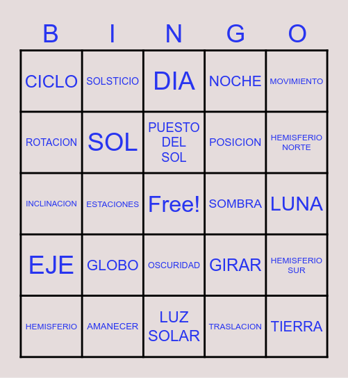Nuestra Tierra Bingo Card