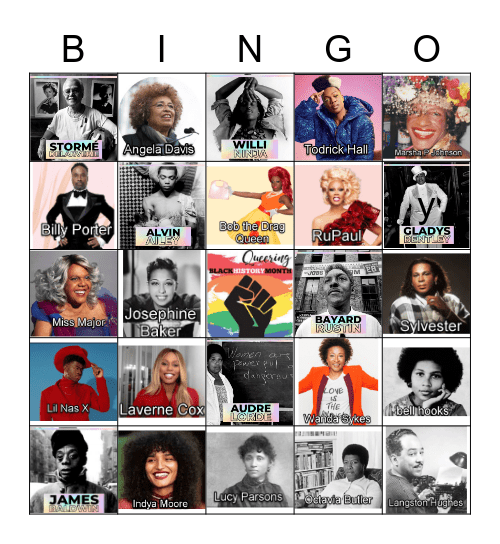 Black Queer Icons Bingo Card