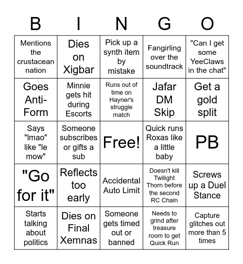 Sabrina's 2FM Bingo Madness Bingo Card