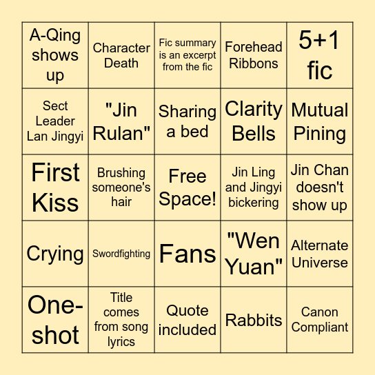 JUNIOR QUARTET FANFIC BINGO! Bingo Card