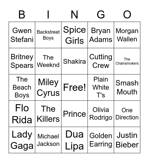 music bingi Bingo Card