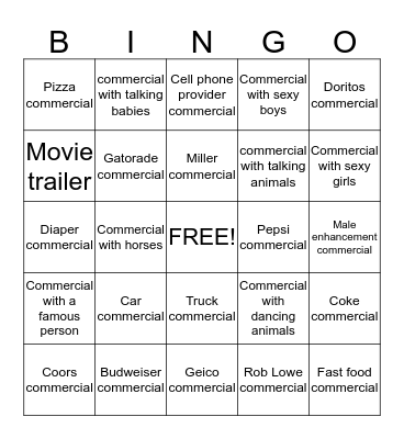 Superbowl Bingo Card