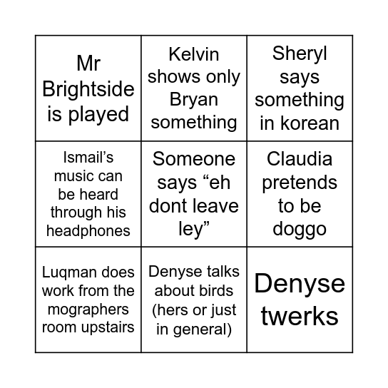 BINGO V1/3 Bingo Card