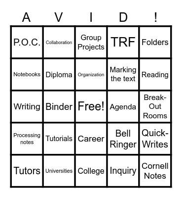Fun Friday Bingo Card