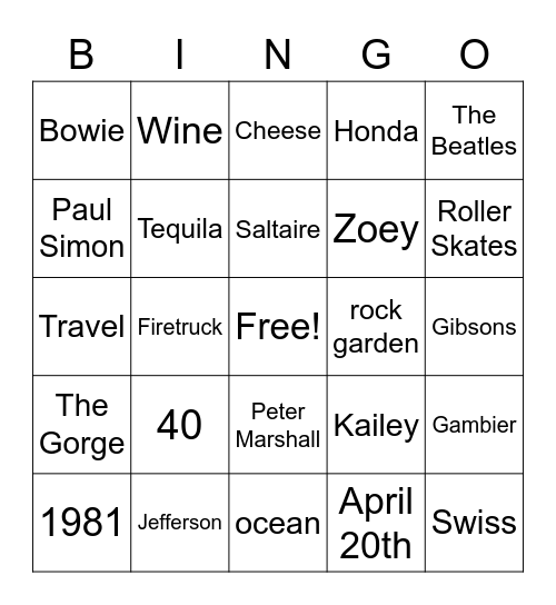 Untitled Bingo Card