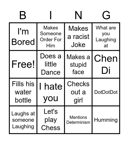 Ethan says or Does Bingo Card