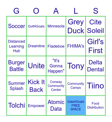Gala4Goals Bingo Card
