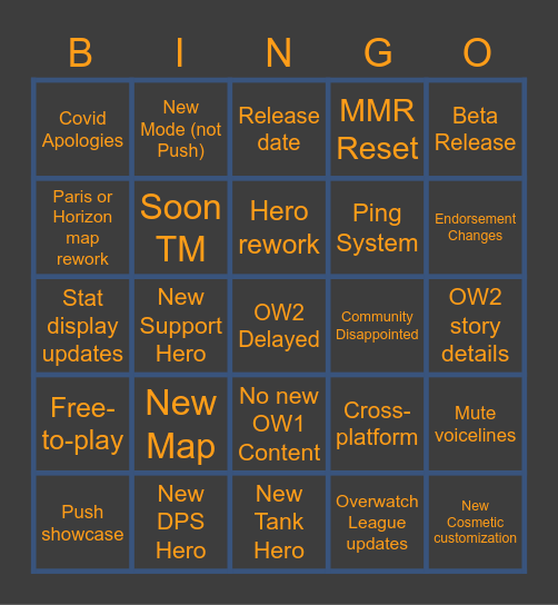 Overwatch Bingo Card