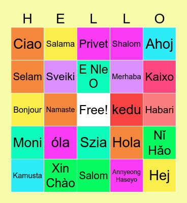 ISA Language Bingo Card