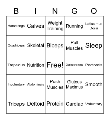 Muscle Unit Bingo Card