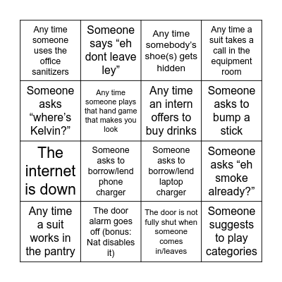 Drinks Bingo Card