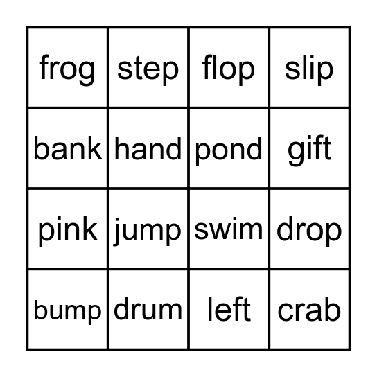 SS3 U6 Bingo Card