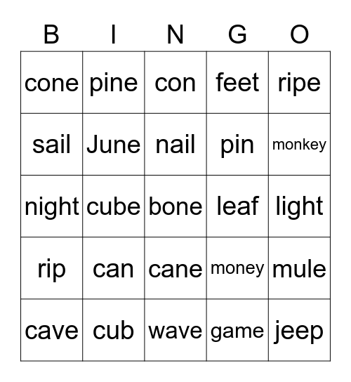 L2 Phonics February 2021 Bingo Card